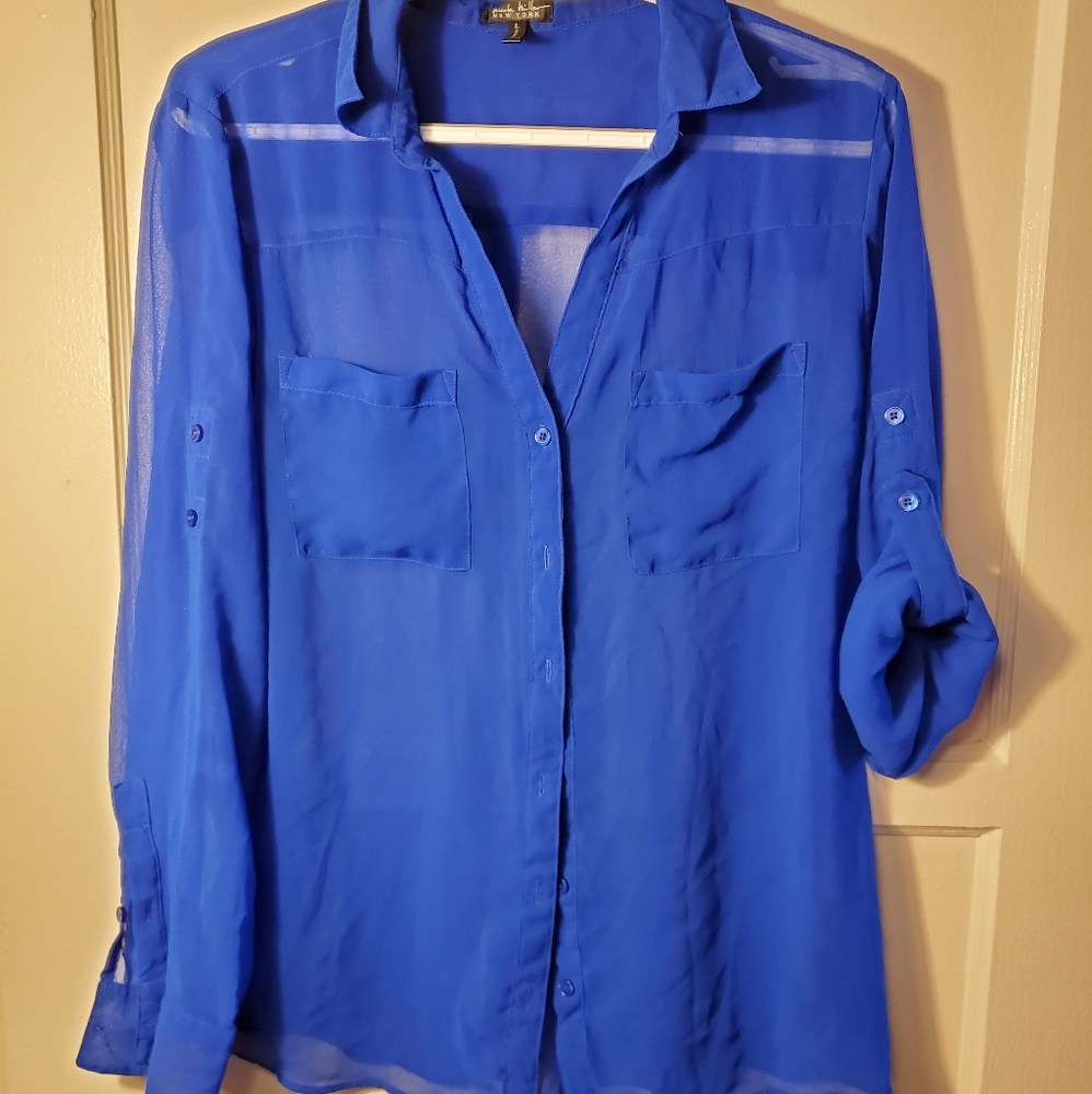 L royal blue blouse